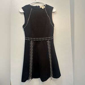 MICHAEL Michael Kors Black A-Line Dress Mock Neck Cocktail